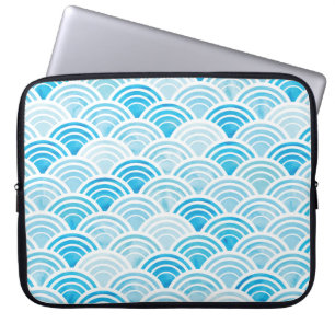 Abstract, naadloos patroon met blauw water laptop sleeve