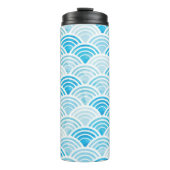 Abstract, naadloos patroon met blauw water thermosbeker (Voorkant)