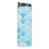 Abstract, naadloos patroon met blauw water thermosbeker (Geroteerd rechts)