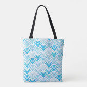 Abstract, naadloos patroon met blauw water tote bag (Achterkant)
