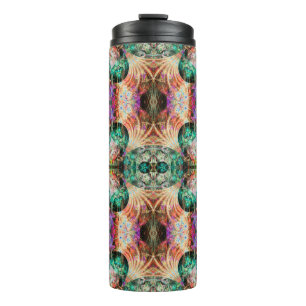 Abstract naadloos patroon met bloemen en decoratie thermosbeker