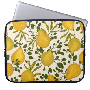 Abstract naadloos patroon met gele peren en le laptop sleeve