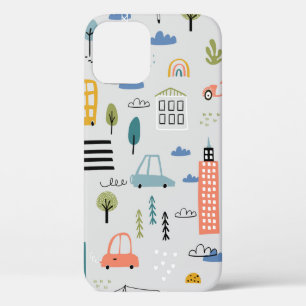 Abstract naadloos patroon met handgetekende stad d Case-Mate iPhone case