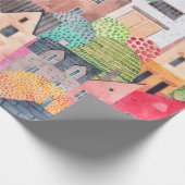 Abstract naadloos patroon met huizen. Waterverf Cadeaupapier (Hoek)