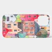 Abstract naadloos patroon met huizen. Waterverf Case-Mate iPhone Case (Achterkant (horizontaal))