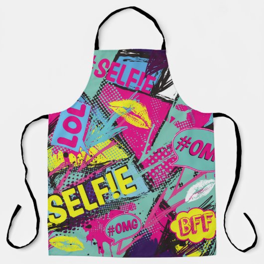 Abstract naadloos patroon met Pop kunstcomicspeech Schort (Voorkant)