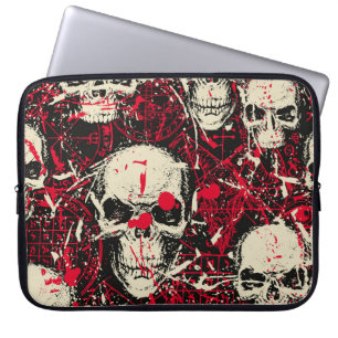 Abstract naadloos patroon met sinistere menselijke laptop sleeve