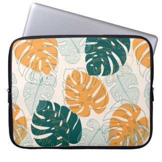 Abstract naadloos patroon met tropische bladeren e laptop sleeve