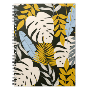 Abstract naadloos patroon met tropische bladeren e notitieboek