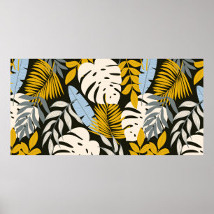 Abstract naadloos patroon met tropische bladeren e poster