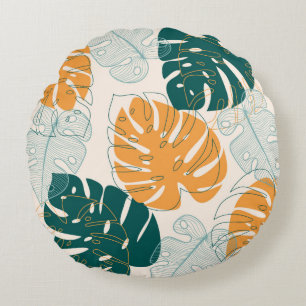 Abstract naadloos patroon met tropische bladeren e rond kussen