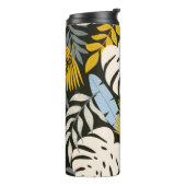 Abstract naadloos patroon met tropische bladeren e thermosbeker (Gedraaid links)