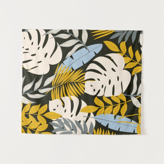 Abstract naadloos patroon met tropische bladeren e wandkleed (Voorkant (horizontaal))