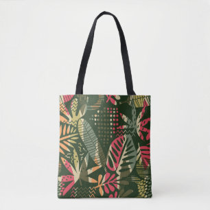 Abstract naadloos patroon met tropische bladeren.  tote bag