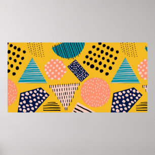 Abstract naadloos patroon met verschillende vormen poster