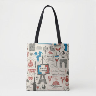 Abstract naadloos patroon op het thema Frankrijk a Tote Bag