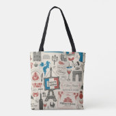 Abstract naadloos patroon op het thema Frankrijk a Tote Bag (Achterkant)