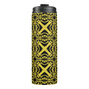 Abstract naadloos patroon van zwarte en goudkleur thermosbeker