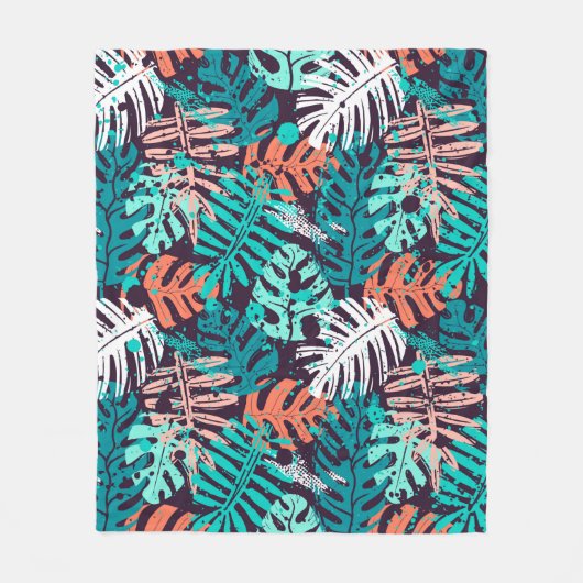 Abstract naadloos tropisch bladeren. Creativ Fleece Deken (Voorkant)