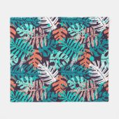 Abstract naadloos tropisch bladeren. Creativ Fleece Deken (Voorkant (Horizontaal))