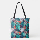 Abstract naadloos tropisch bladeren. Creativ Tote Bag (Achterkant)