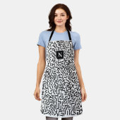 Abstract naadloos zwart wit platform schort (Gedragen)