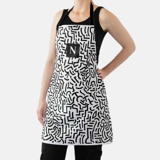 Abstract naadloos zwart wit platform schort (Insitu)