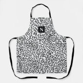 Abstract naadloos zwart wit platform schort (Voorkant)
