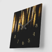 Abstract nachtlicht zee glanzend goud zwart getal vierkante klok (Hoek)