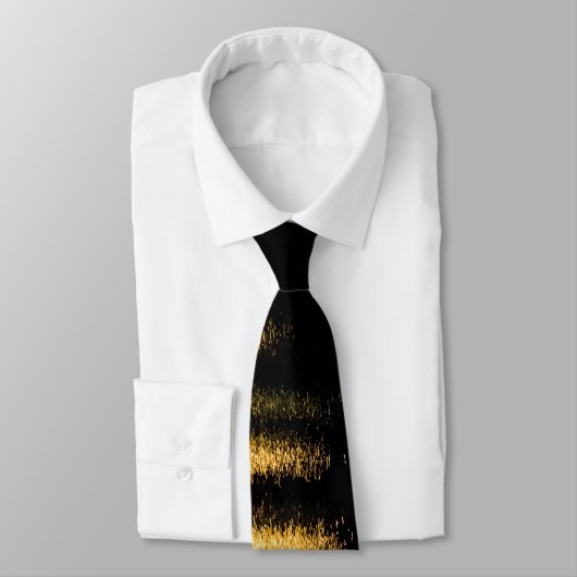 Abstract nachtlicht zee glanzend goud zwart Monogr Stropdas (Gebonden)
