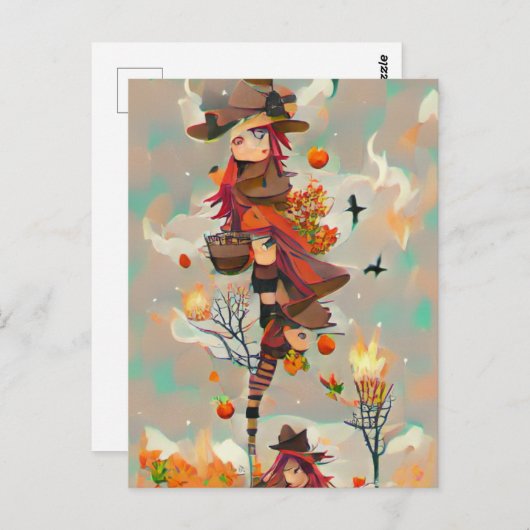 Abstract najaar witch Briefkaart (Voorkant / Achterkant)