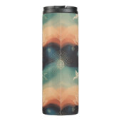 Abstract Nature: Minimalist Lotus & Bird Design Thermosbeker (Achterkant)