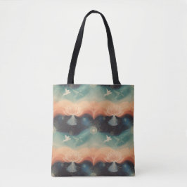 Abstract Nature: Minimalist Lotus & Bird Design Tote Bag