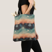 Abstract Nature: Minimalist Lotus & Bird Design Tote Bag (Dichtbij)