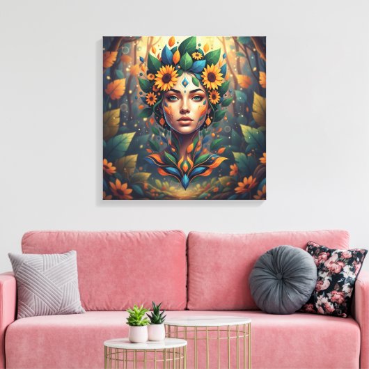 Abstract Nature Spirit Woman Art Canvas Afdruk (Insitu (Woonkamer))