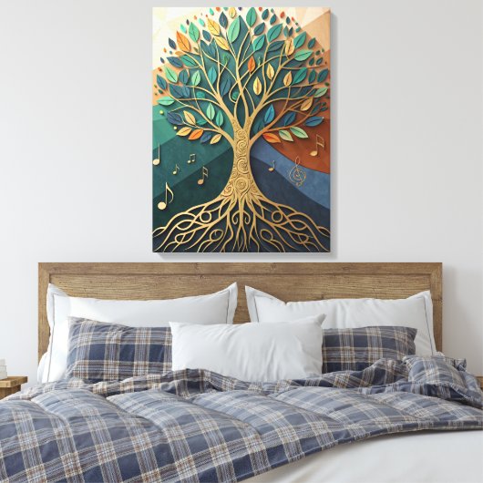 Abstract Nature Symphony Tree of Music Canvas Wall (Insitu (Slaapkamer))