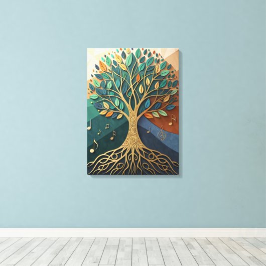 Abstract Nature Symphony Tree of Music Canvas Wall (Insitu (Houten vloer))