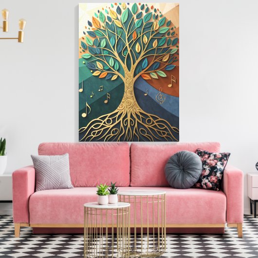Abstract Nature Symphony Tree of Music Canvas Wall (Insitu (Woonkamer))
