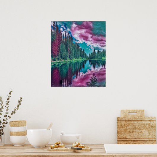 Abstract Natuur bos Wilderness Landschap Poster (Keuken)