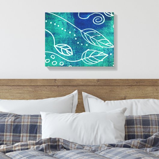 abstract natuur wand blauw omwikkeldoek canvas afdruk (Insitu (Slaapkamer))