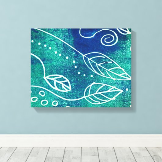 abstract natuur wand blauw omwikkeldoek canvas afdruk (Insitu (Houten vloer))