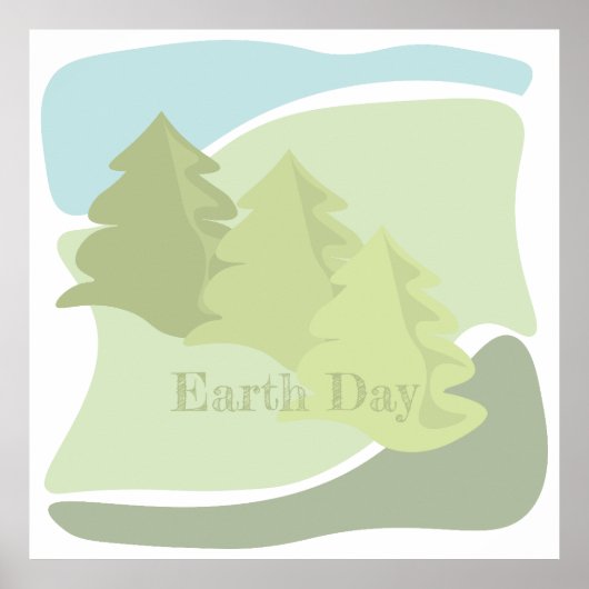 Abstract natuurlandschap met brandbomen en lucht poster (Voorkant)