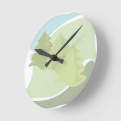 Abstract natuurlandschap met brandbomen en lucht ronde klok (Hoek)