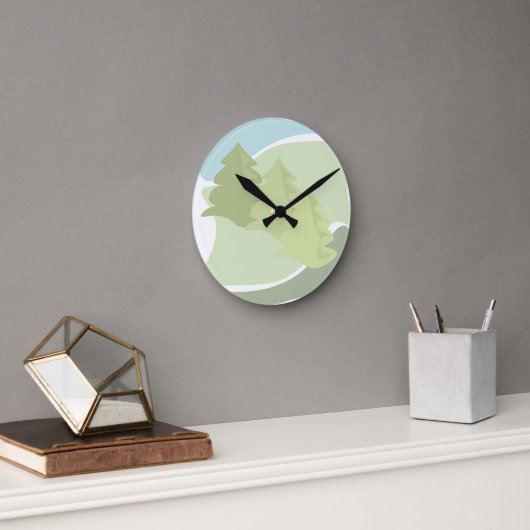 Abstract natuurlandschap met brandbomen en lucht ronde klok (Kantoor)