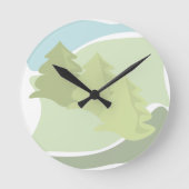 Abstract natuurlandschap met brandbomen en lucht ronde klok (Voorkant)