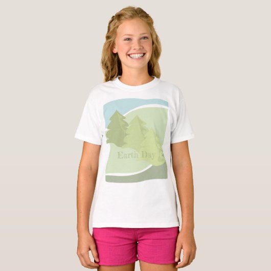 Abstract natuurlandschap met brandbomen en lucht t-shirt (Voorkant volledig)