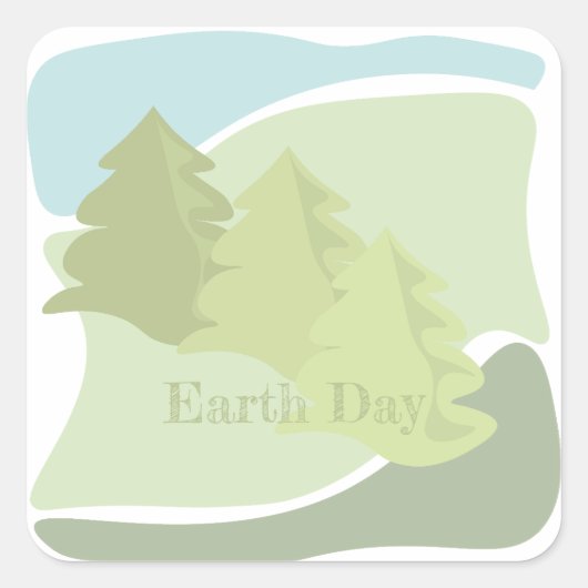 Abstract natuurlandschap met brandbomen en lucht vierkante sticker (Voorkant)