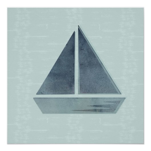 Abstract Nautical Sail Boat Mint Green Poster (Voorkant)