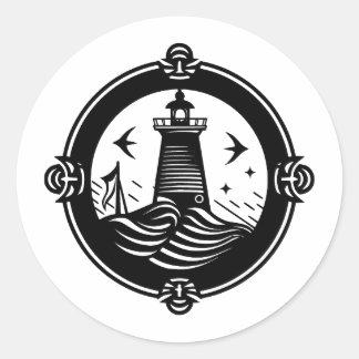 Abstract nautisch: een minimalistische aanpak ronde sticker