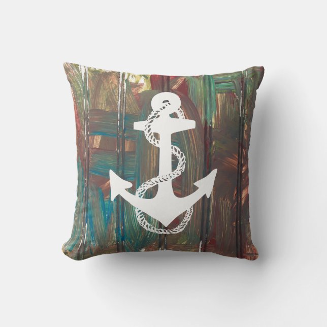 abstract-nautische ANCHOR + ROPE | Kussen (Voorkant)